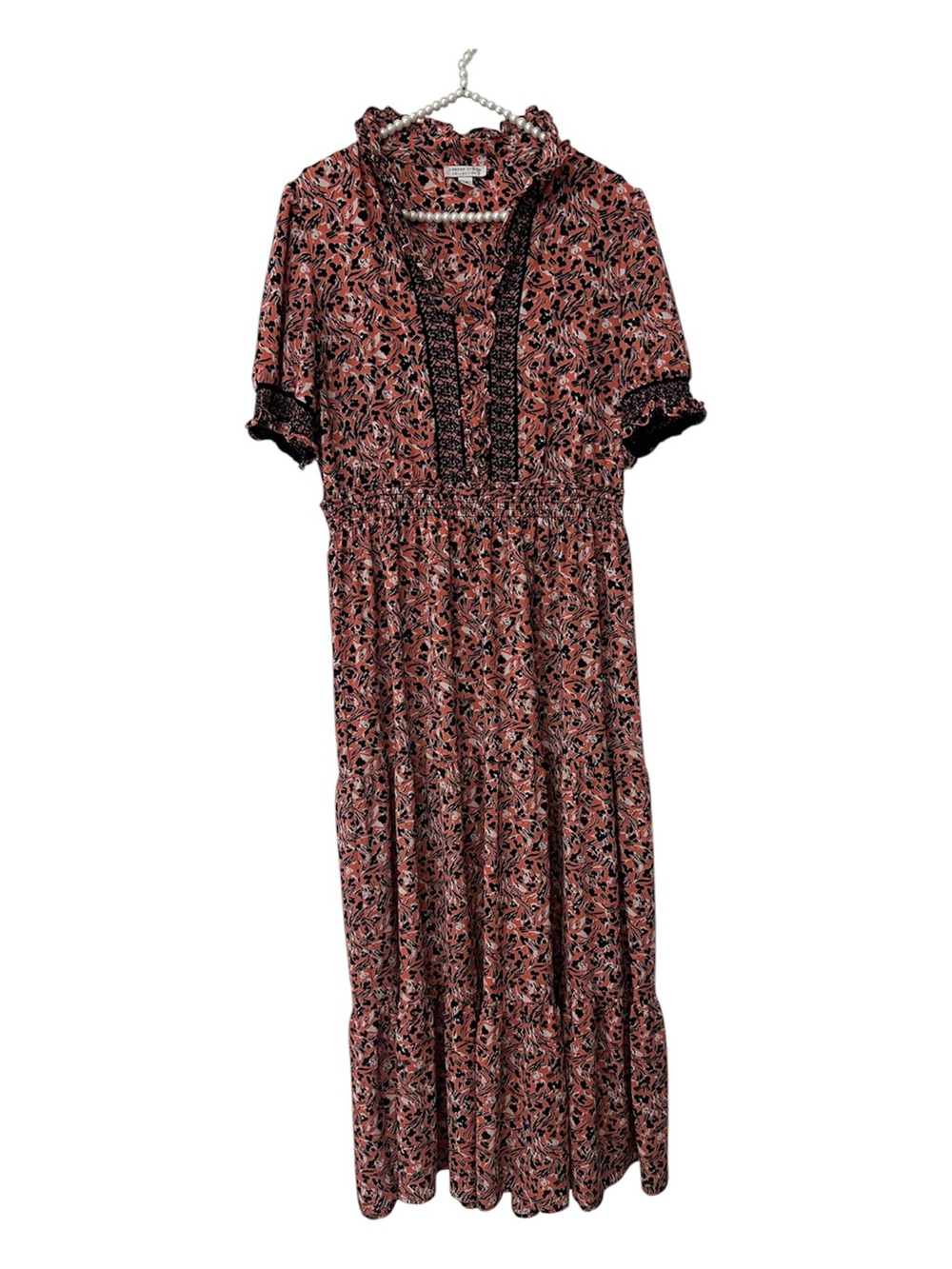 London Style Collection Floral Pink Blue Maxi Dress Women’s Size 14